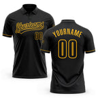 Custom Black Black-Gold Performance Vapor Golf Polo Shirt