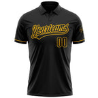 Custom Black Black-Gold Performance Vapor Golf Polo Shirt photo 2