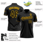 Custom Black Black-Gold Performance Vapor Golf Polo Shirt photo 3