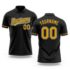Custom Black Gold-White Performance Vapor Golf Polo Shirt