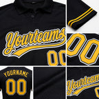 Custom Black Gold-White Performance Vapor Golf Polo Shirt detail