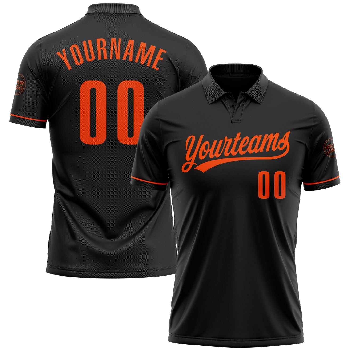 Custom Black Orange Performance Vapor Golf Polo Shirt photo 1