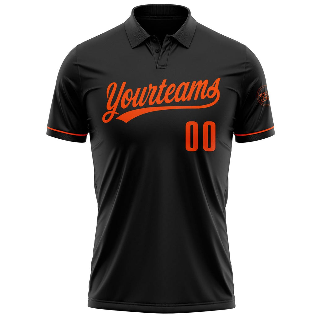 Custom Black Orange Performance Vapor Golf Polo Shirt photo 2