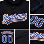 Custom Black Royal-Orange Performance Vapor Golf Polo Shirt detail
