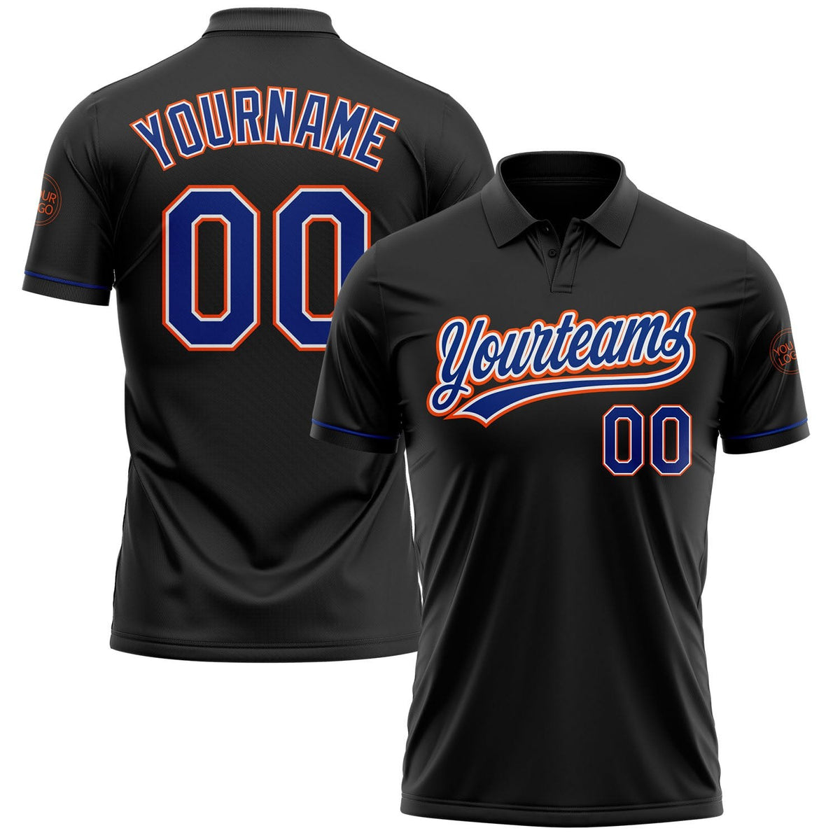 Custom Black Royal-Orange Performance Vapor Golf Polo Shirt photo 1