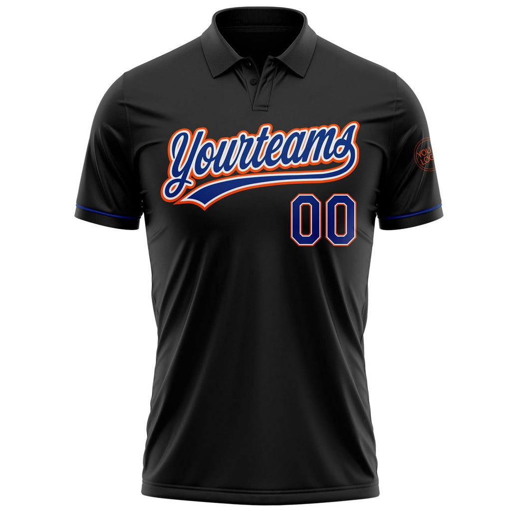 Custom Black Royal-Orange Performance Vapor Golf Polo Shirt photo 2