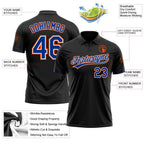 Custom Black Royal-Orange Performance Vapor Golf Polo Shirt photo 3