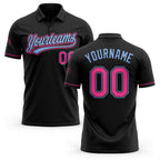 Custom Black Pink-Light Blue Performance Vapor Golf Polo Shirt