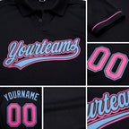 Custom Black Pink-Light Blue Performance Vapor Golf Polo Shirt detail
