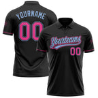 Custom Black Pink-Light Blue Performance Vapor Golf Polo Shirt photo 1