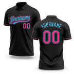 Custom Black Pink-Sky Blue Performance Vapor Golf Polo Shirt