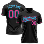 Custom Black Pink-Sky Blue Performance Vapor Golf Polo Shirt photo 1