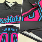 Custom Black Pink-Sky Blue Performance Vapor Golf Polo Shirt photo 2