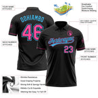 Custom Black Pink-Sky Blue Performance Vapor Golf Polo Shirt photo 4