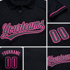 Custom Black Black-Pink Performance Vapor Golf Polo Shirt detail