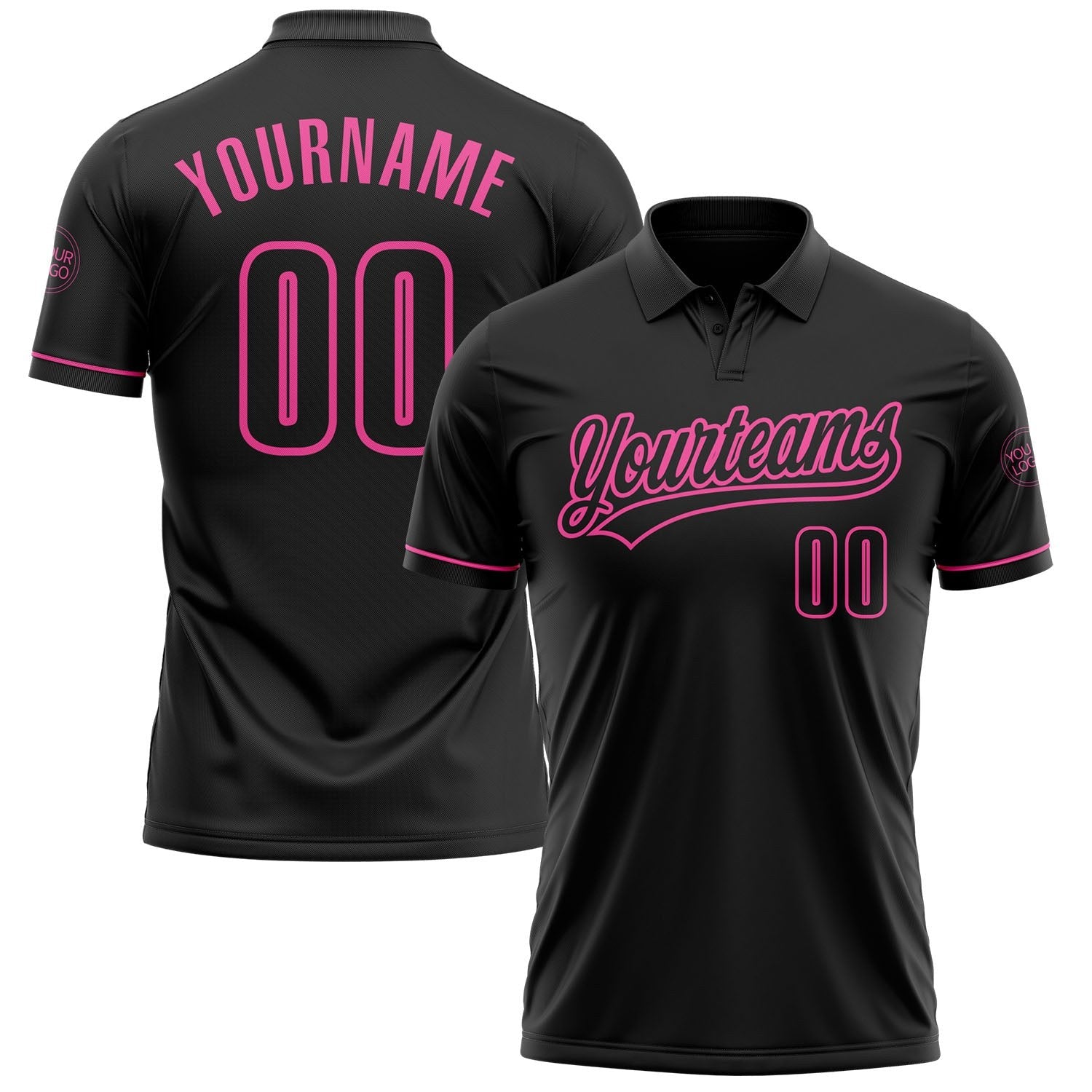 Custom Black Black-Pink Performance Vapor Golf Polo Shirt photo 1