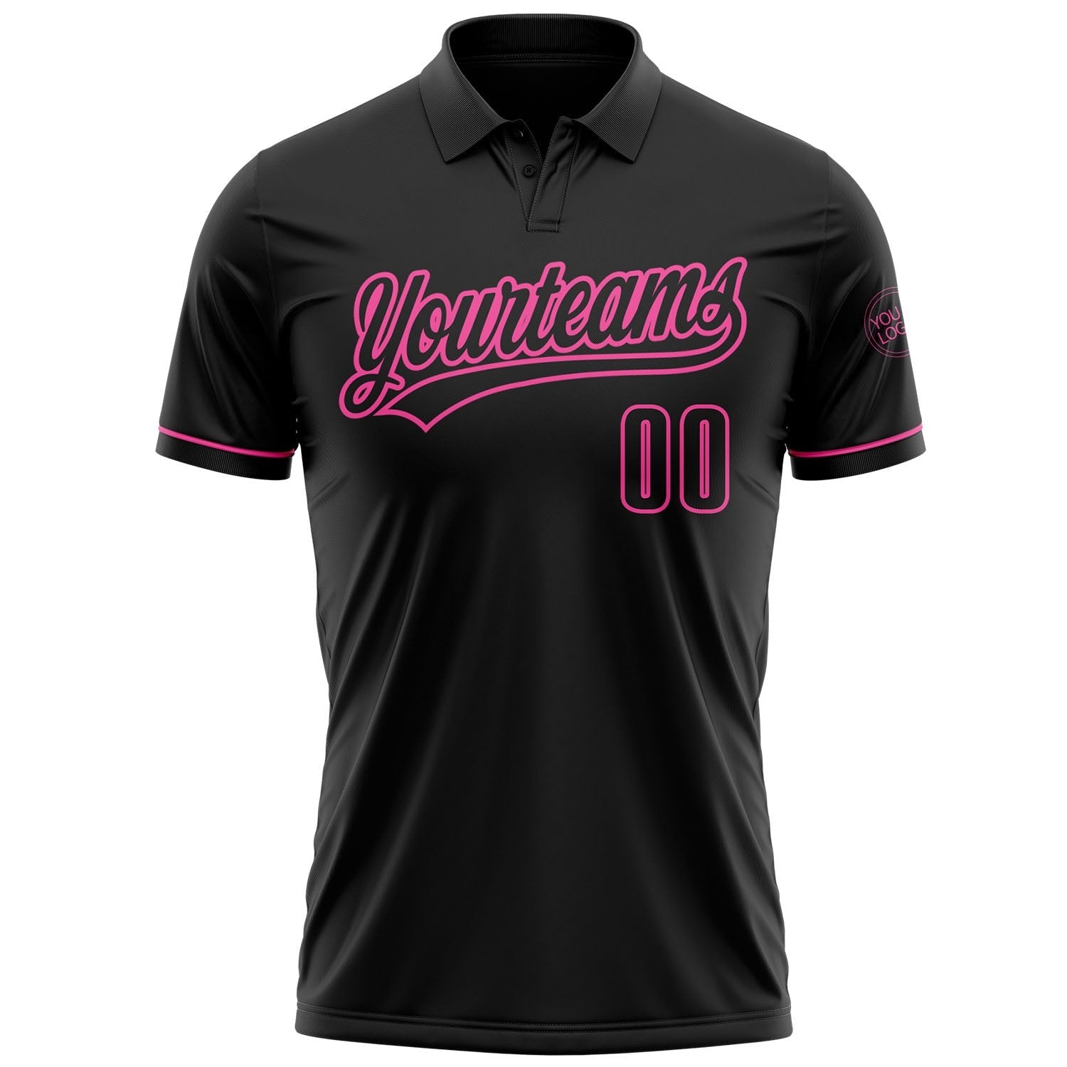 Custom Black Black-Pink Performance Vapor Golf Polo Shirt photo 2