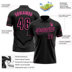 Custom Black Black-Pink Performance Vapor Golf Polo Shirt photo 3