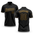 Custom Black Black-Old Gold Performance Vapor Golf Polo Shirt