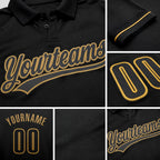 Custom Black Black-Old Gold Performance Vapor Golf Polo Shirt detail