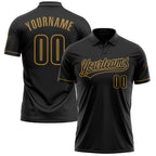 Custom Black Black-Old Gold Performance Vapor Golf Polo Shirt photo 1