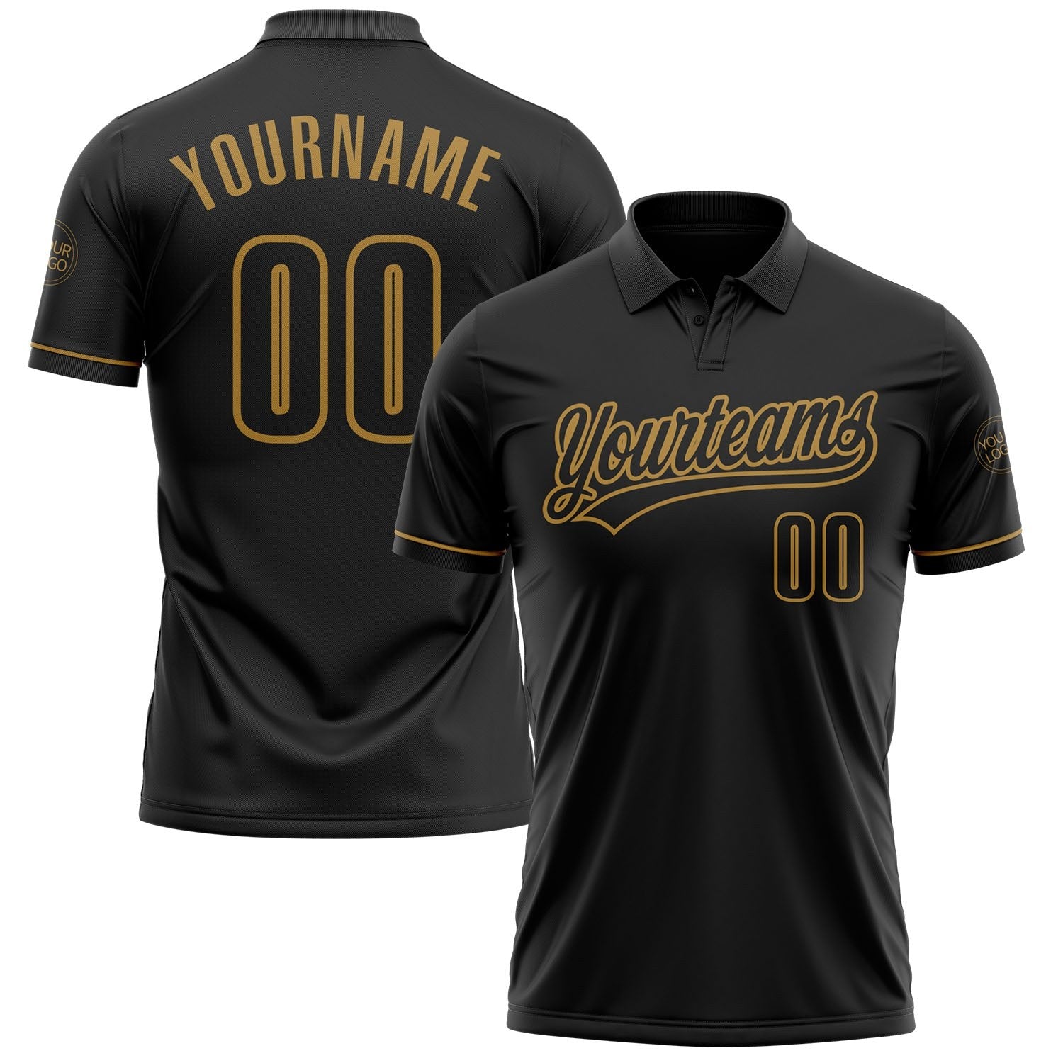 Custom Black Black-Old Gold Performance Vapor Golf Polo Shirt photo 1