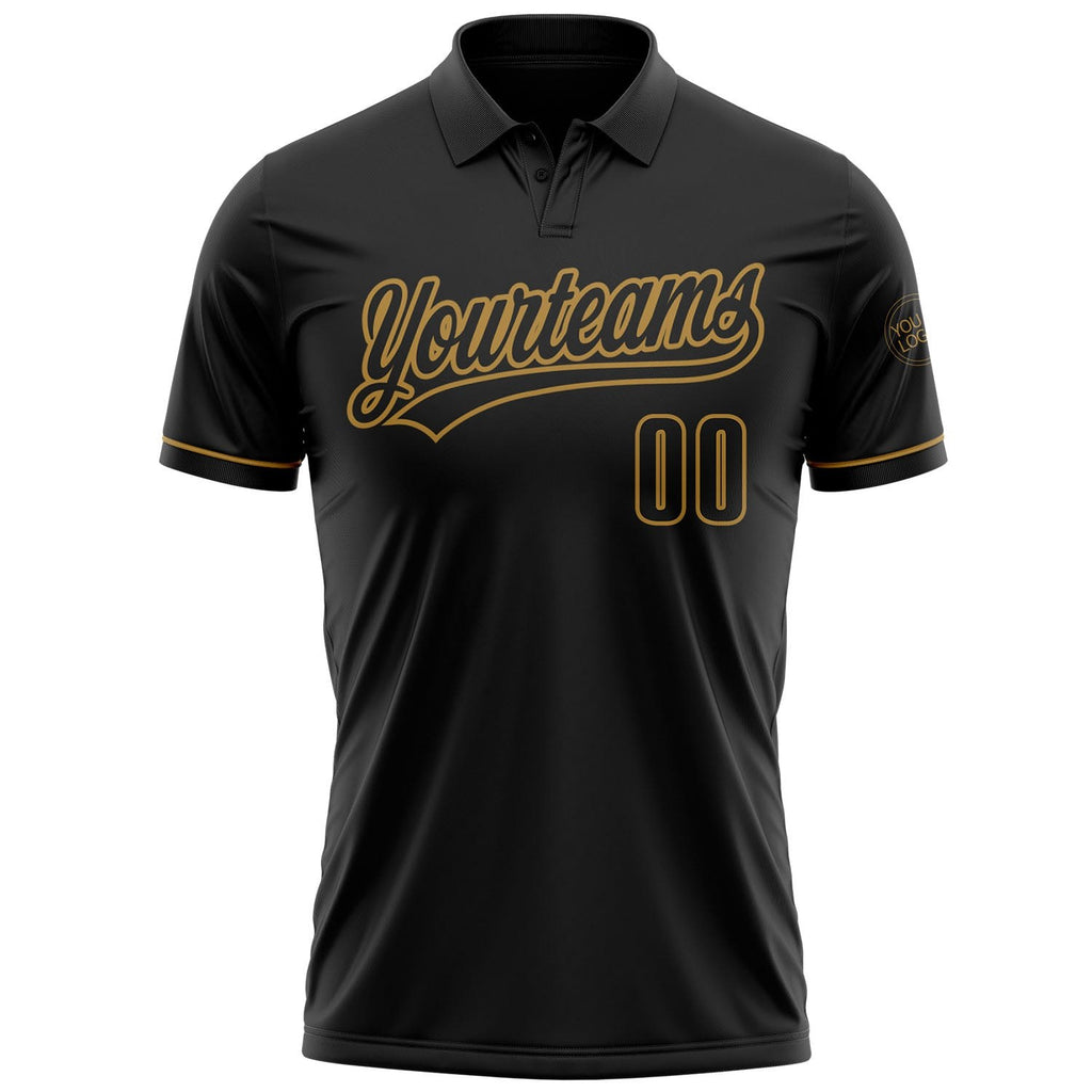 Custom Black Black-Old Gold Performance Vapor Golf Polo Shirt photo 2