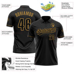 Custom Black Black-Old Gold Performance Vapor Golf Polo Shirt photo 3