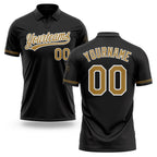 Custom Black Old Gold-White Performance Vapor Golf Polo Shirt