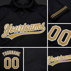 Custom Black Old Gold-White Performance Vapor Golf Polo Shirt detail