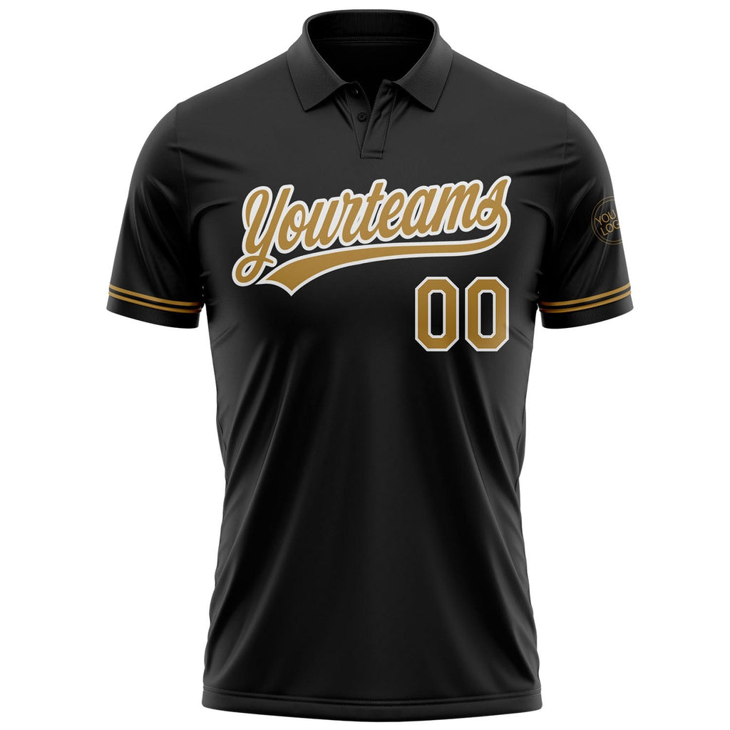Custom Black Old Gold-White Performance Vapor Golf Polo Shirt photo 2