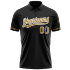 Custom Black Old Gold-White Performance Vapor Golf Polo Shirt photo 2