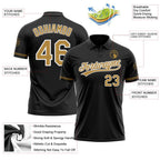 Custom Black Old Gold-White Performance Vapor Golf Polo Shirt photo 3