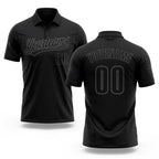 Custom Black Black-Steel Gray Performance Vapor Golf Polo Shirt