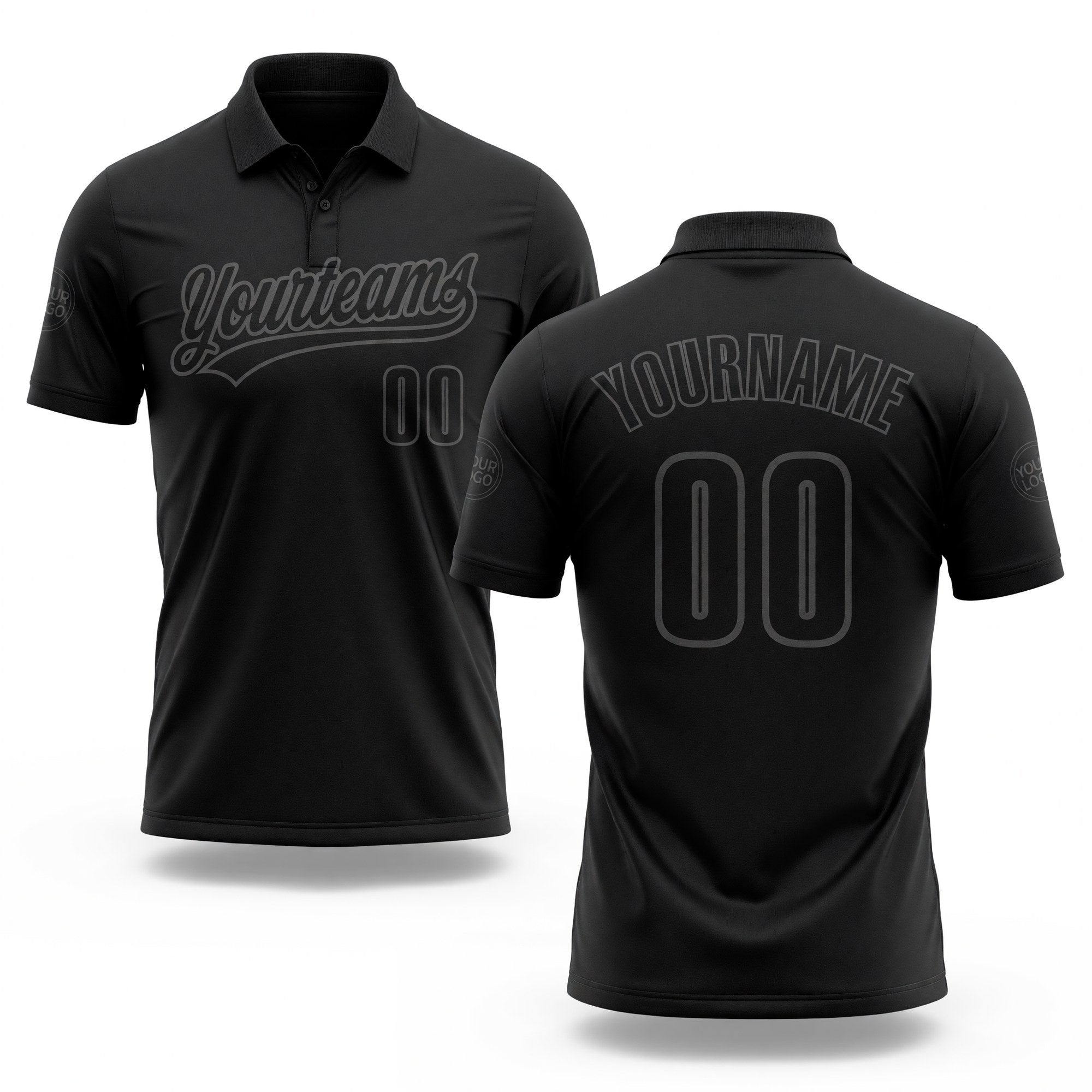 Custom Black Black-Steel Gray Performance Vapor Golf Polo Shirt