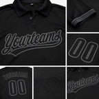 Custom Black Black-Steel Gray Performance Vapor Golf Polo Shirt detail