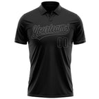 Custom Black Black-Steel Gray Performance Vapor Golf Polo Shirt photo 2