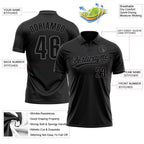 Custom Black Black-Steel Gray Performance Vapor Golf Polo Shirt photo 3