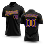 Custom Black Purple-Gold Performance Vapor Golf Polo Shirt