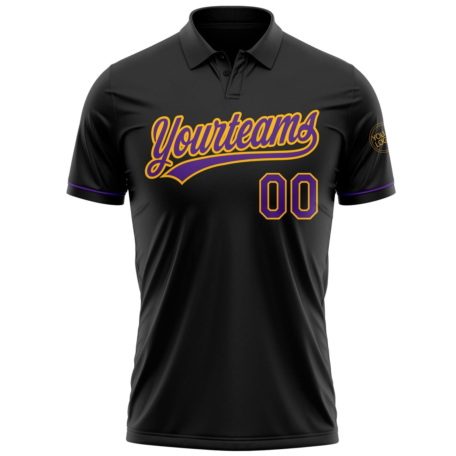 Custom Black Purple-Gold Performance Vapor Golf Polo Shirt photo 2