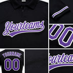 Custom Black Purple-White Performance Vapor Golf Polo Shirt detail