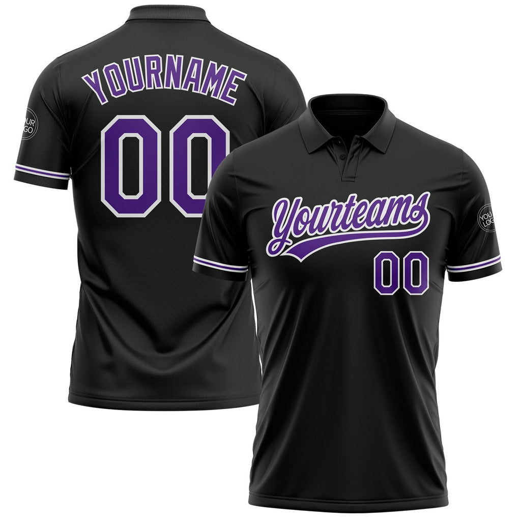 Custom Black Purple-White Performance Vapor Golf Polo Shirt photo 1