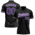 Custom Black Purple-White Performance Vapor Golf Polo Shirt photo 1