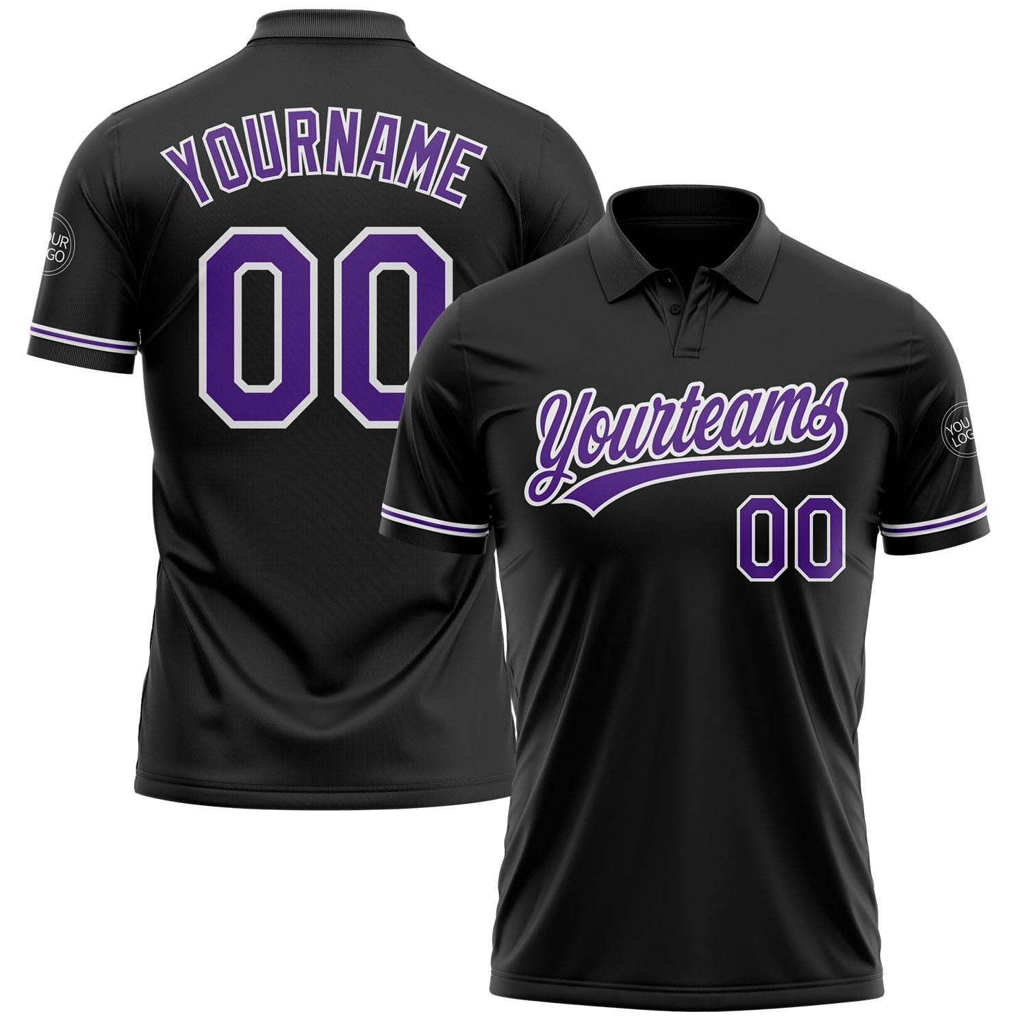 Custom Black Purple-White Performance Vapor Golf Polo Shirt photo 1