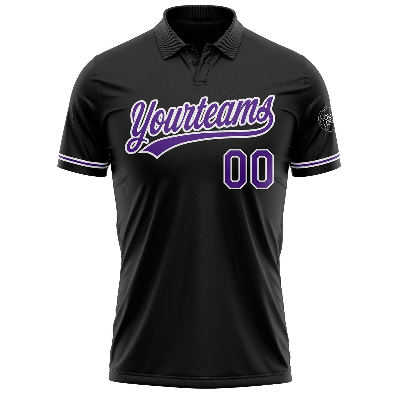 Custom Black Purple-White Performance Vapor Golf Polo Shirt photo 2