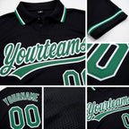 Custom Black Kelly Green-White Performance Vapor Golf Polo Shirt detail