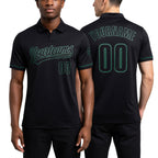 Custom Black Black-Kelly Green Performance Vapor Golf Polo Shirt worn front and back