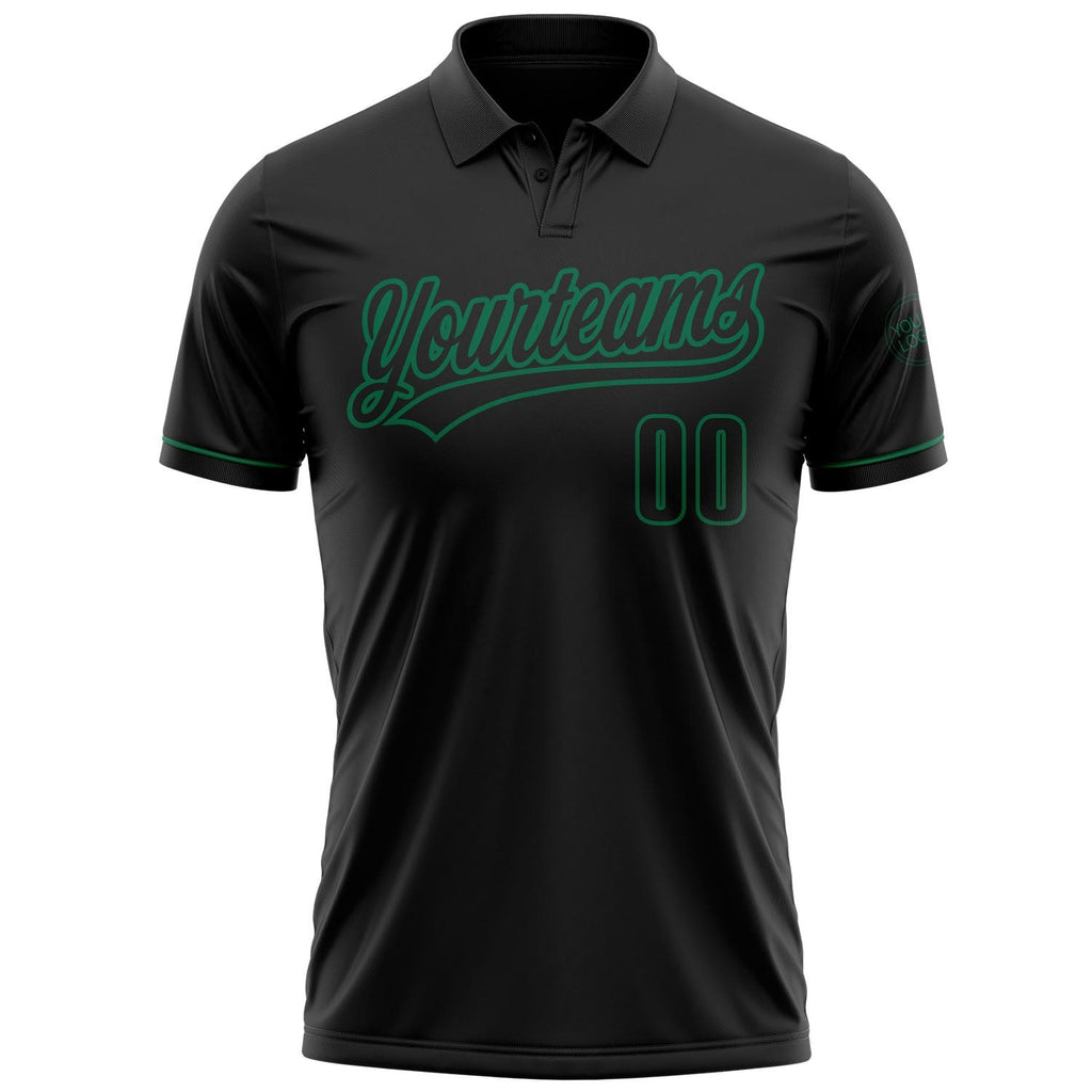Custom Black Black-Kelly Green Performance Vapor Golf Polo Shirt photo 2