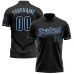 Custom Black Black-Light Blue Performance Vapor Golf Polo Shirt photo 1