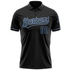 Custom Black Black-Light Blue Performance Vapor Golf Polo Shirt photo 2